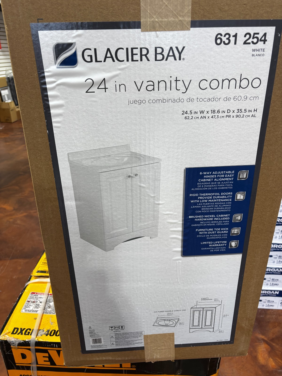 24 in Glacier Bay White bathroom vanity combo, New