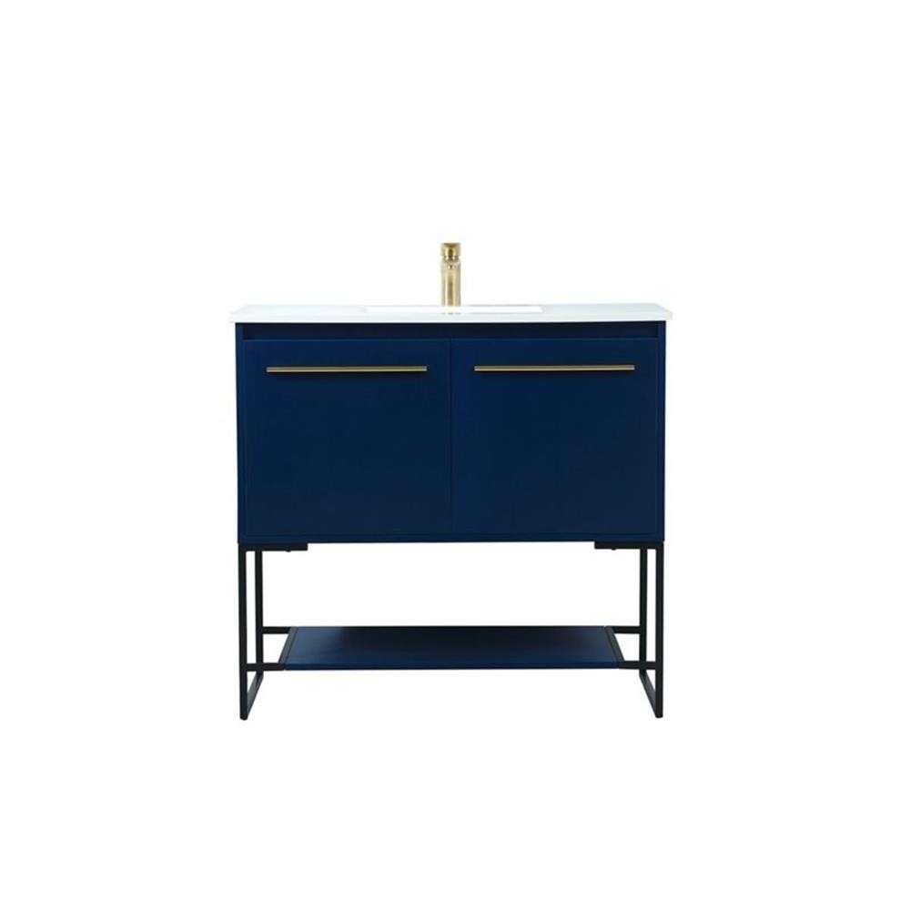 Elegant Decor Sloane 36″ MDF and Steel Single Bathroom Vanity in Blue