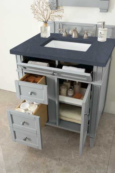 30″ James Martin Brittany 650-V30-UGR-3CSP Vanity Cabinet Charcoal Soapstone Top