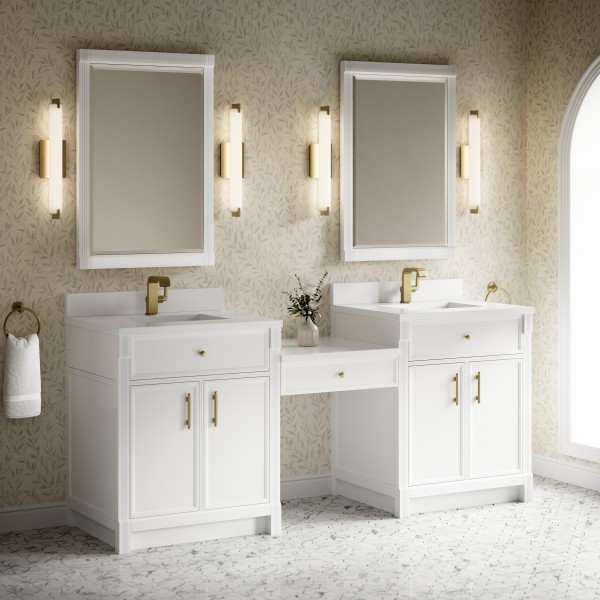 84″ James Martin Bellshire 660-VMC84-BW-1WZ Dual Vanity Cabinet White Zeus Top
