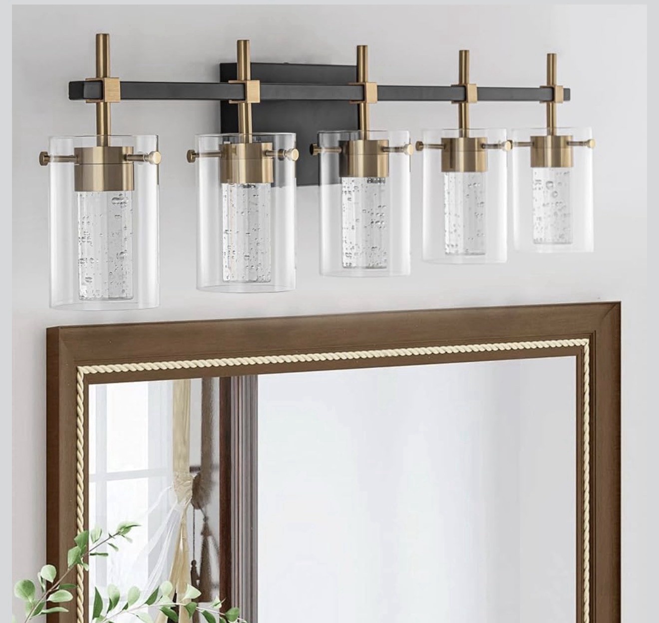 Bathroom Light Fixtures Black and Gold, 5 Light Bathroom Vanity Light, Modern