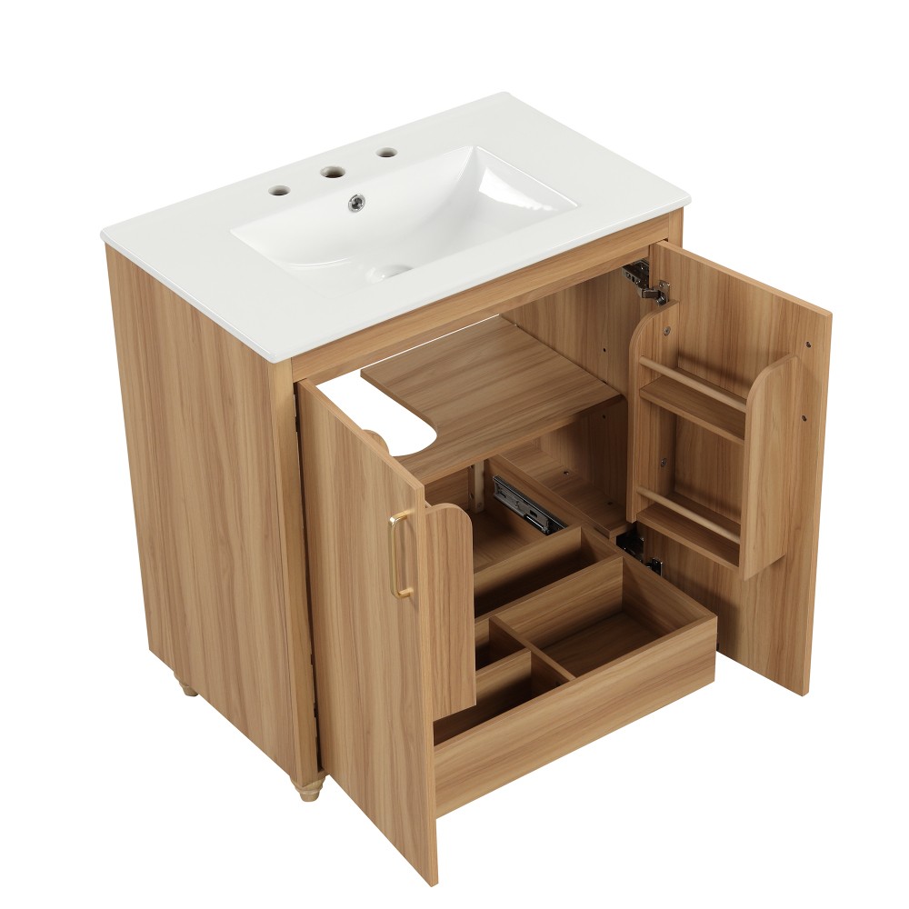 30″ Bathroom Vanity with Sink Combo Multi-functional Bathroom Cabinet with Doors