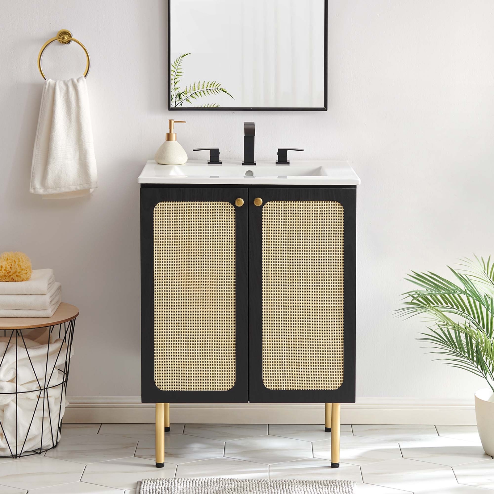 Modway Chaucer 24” Bathroom Vanity Cabinet in Black (Sink Basin Not Included)