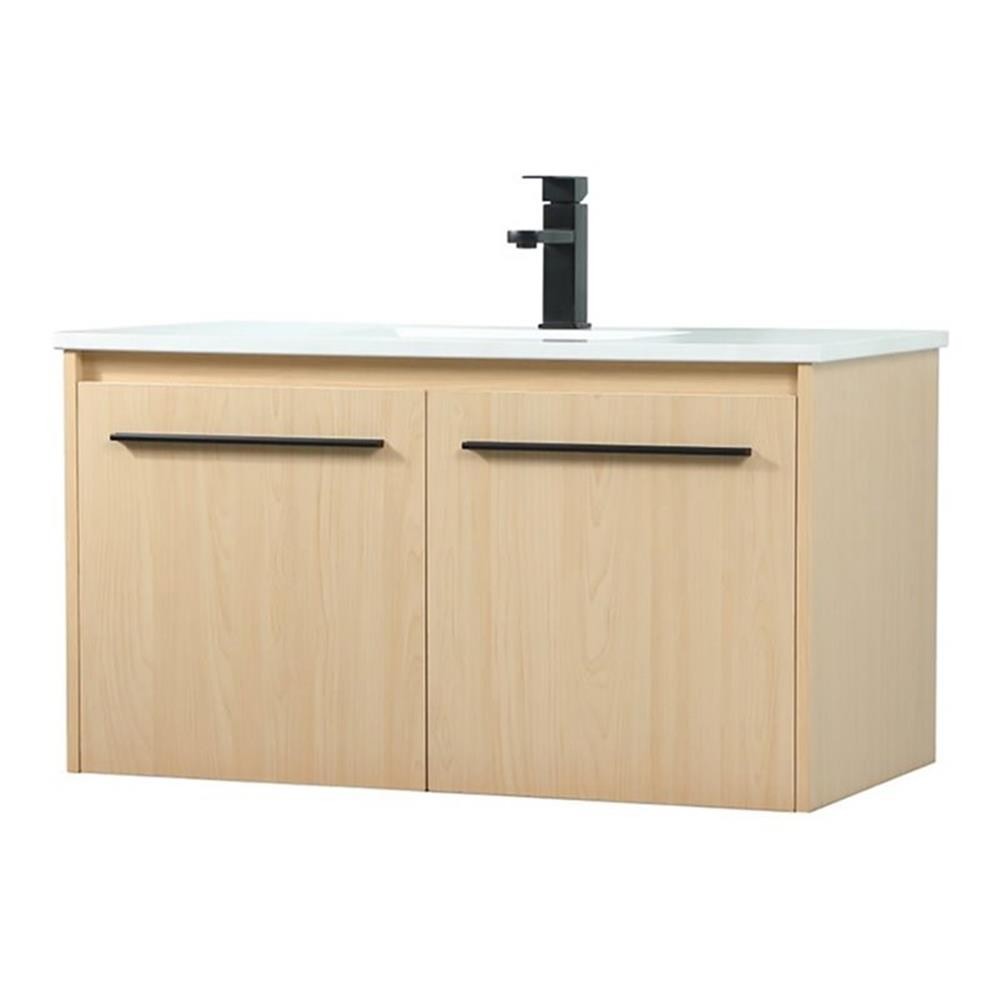 Elegant Decor Penn 36″ Aluminum Alloy MDF Single Bathroom Vanity in Maple