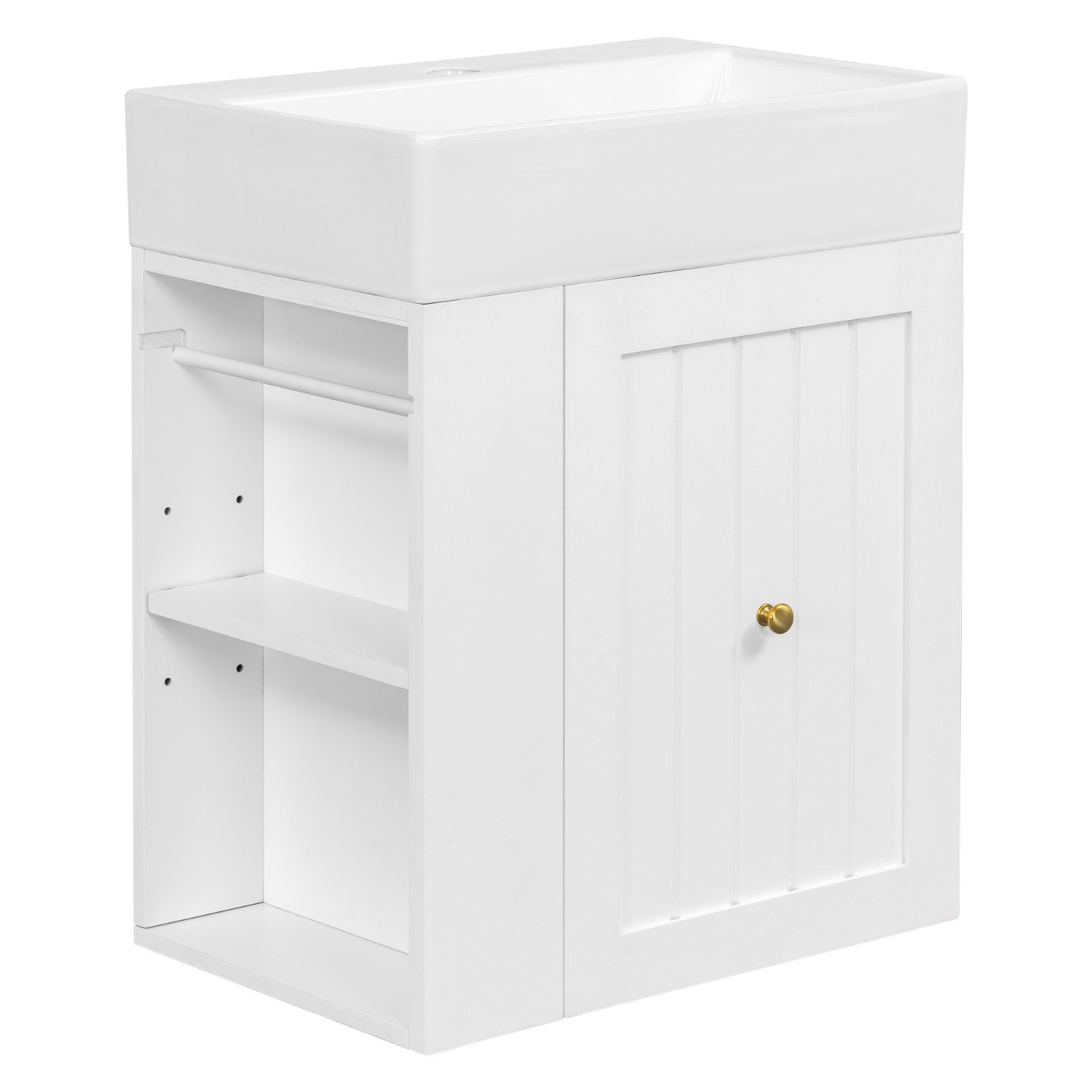 20 Inch Bathroom Vanity Storage Cabinet With Ceramic Sink Storage Drawer Shelf