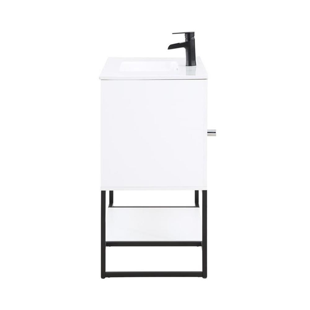 Manhattan Comfort Scarsdale 36″ Metal Bathroom Vanity Sink in White/Black