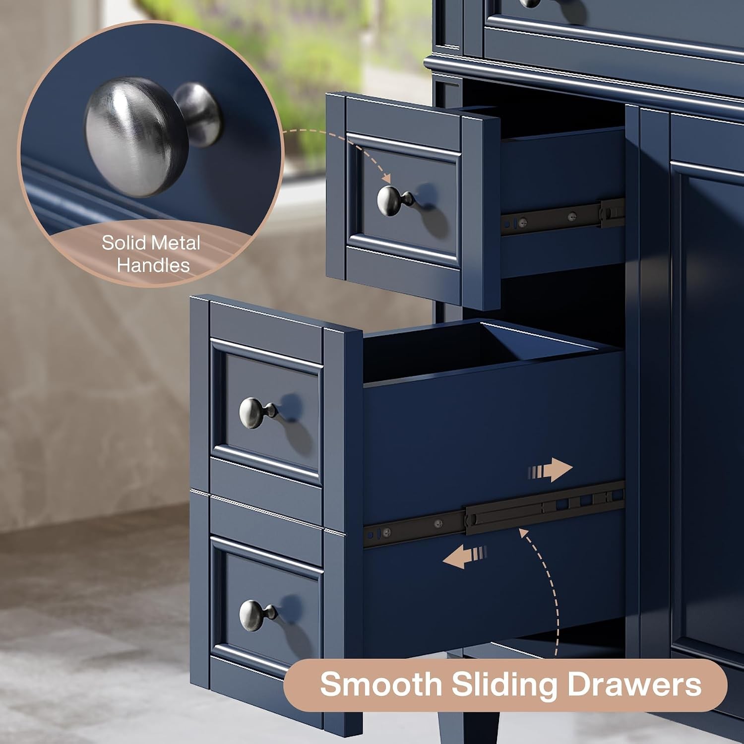 Tribesigns 36″ Bathroom Vanity with Sink,Bathroom Sink Cabinet 4 Drawers& 2Doors