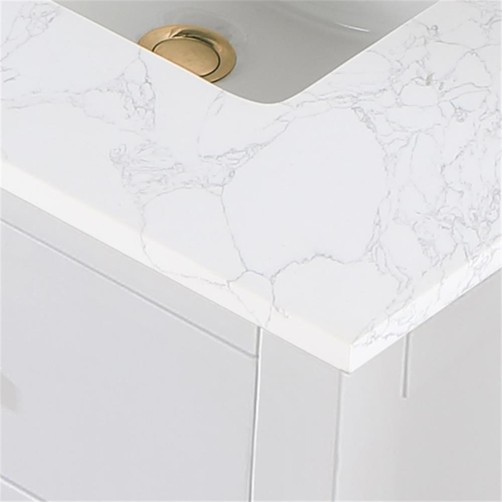 Gavino 72″ Wood Vanity in White with Grain White Composite Stone Top no Mirror