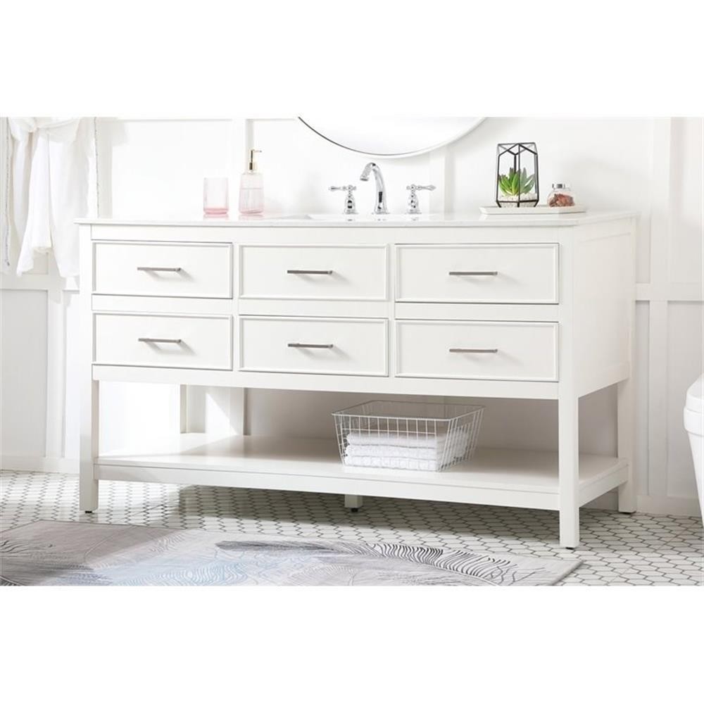 Elegant Decor Sinclaire 60″ Aluminum Alloy & MDF Single Bathroom Vanity in White