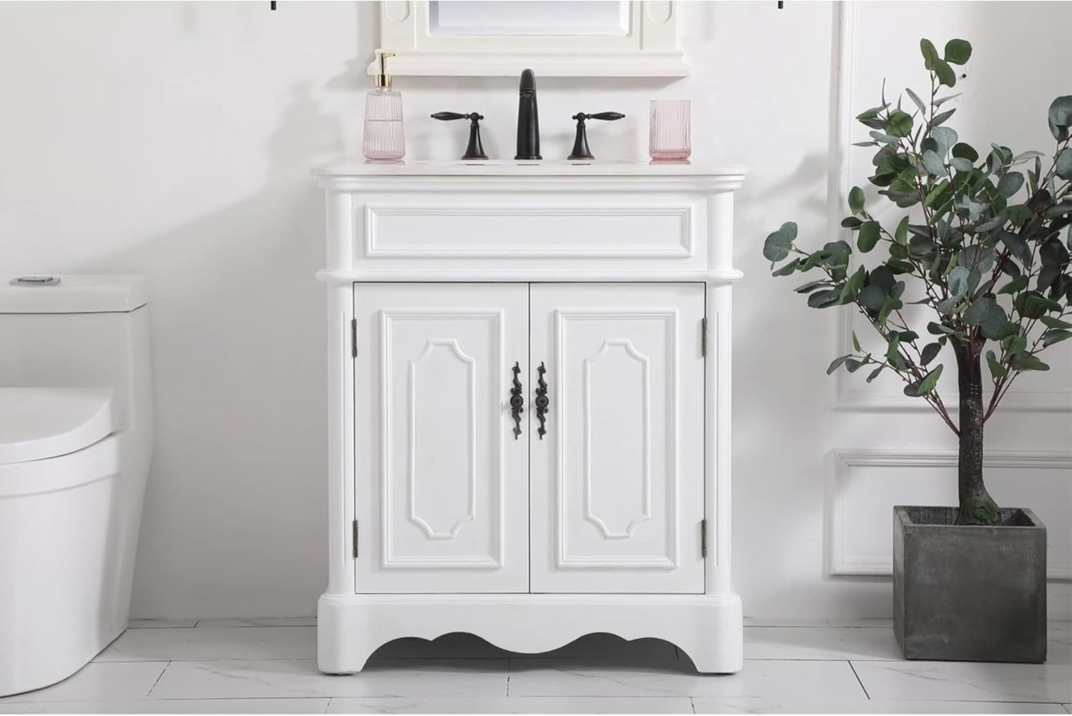 Elegant Lighting – VF30430AW – 30 inch single bathroom vanity in Antique White