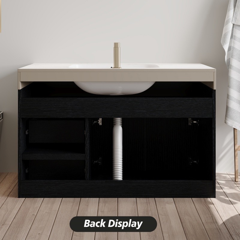 36″ Modern Floating Bathroom Vanity w/Integrated Ceramic Sink & Faux Marble Top