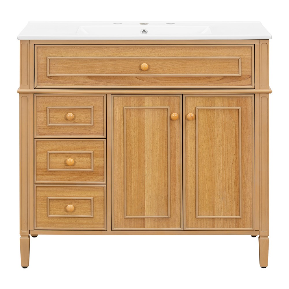 36″ Bathroom Vanity Freestanding Storage Bath Cabinet w/ Sink,3 Drawers, 2 Doors