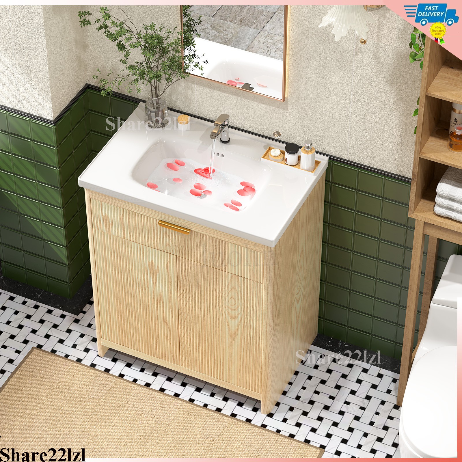 31.5″ Bathroom Vanity with Sink, Freestanding Particle Board Storage Cabinet
