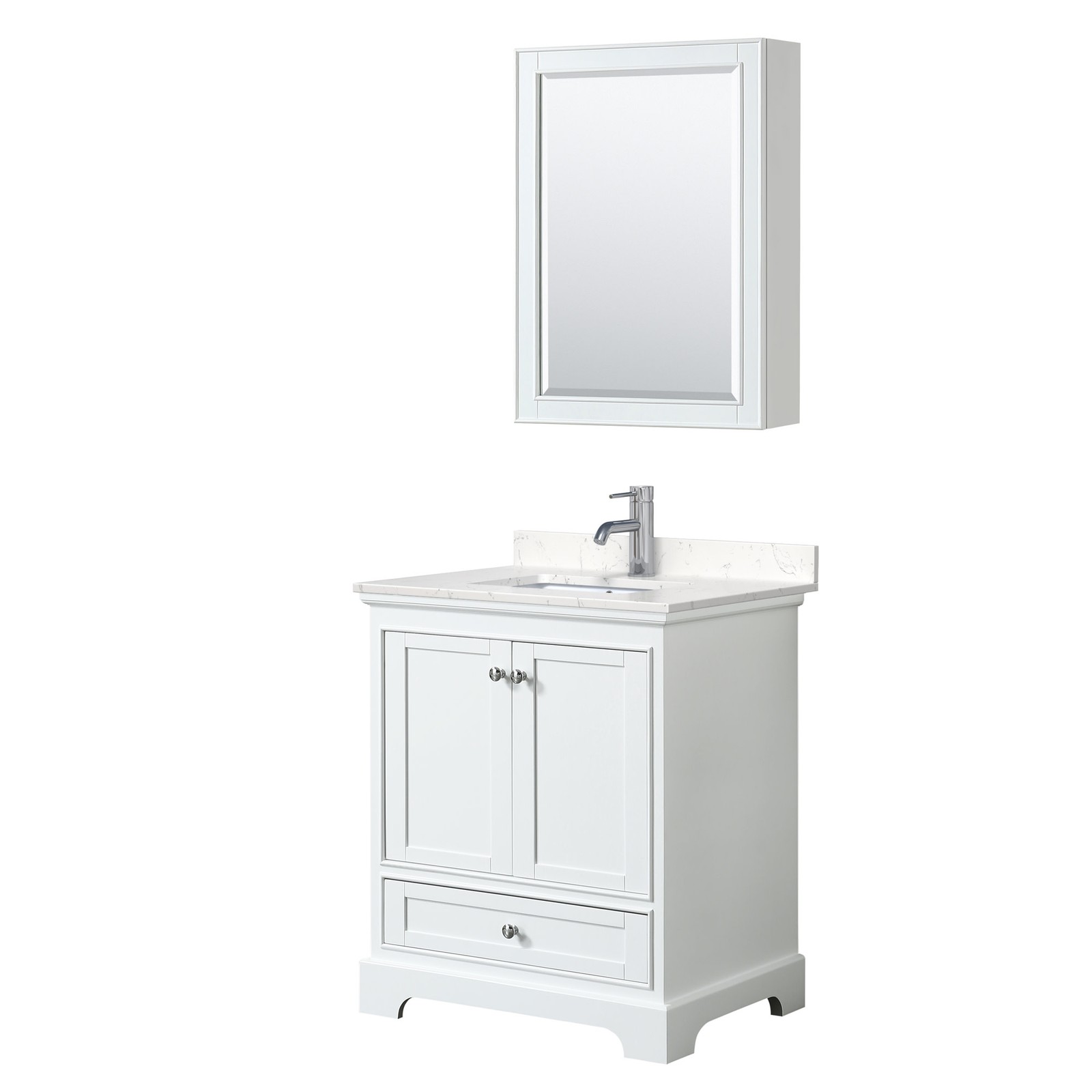 Wyndham Collection WCS202030S-VCA-MED Deborah 30″ – White / Carrara Cultured