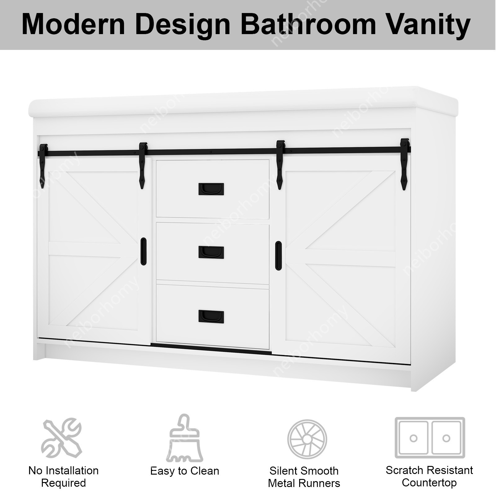 Double Sink Bathroom Vanity Cabinet Complete Set Ceramic Basin Bathroom Unit