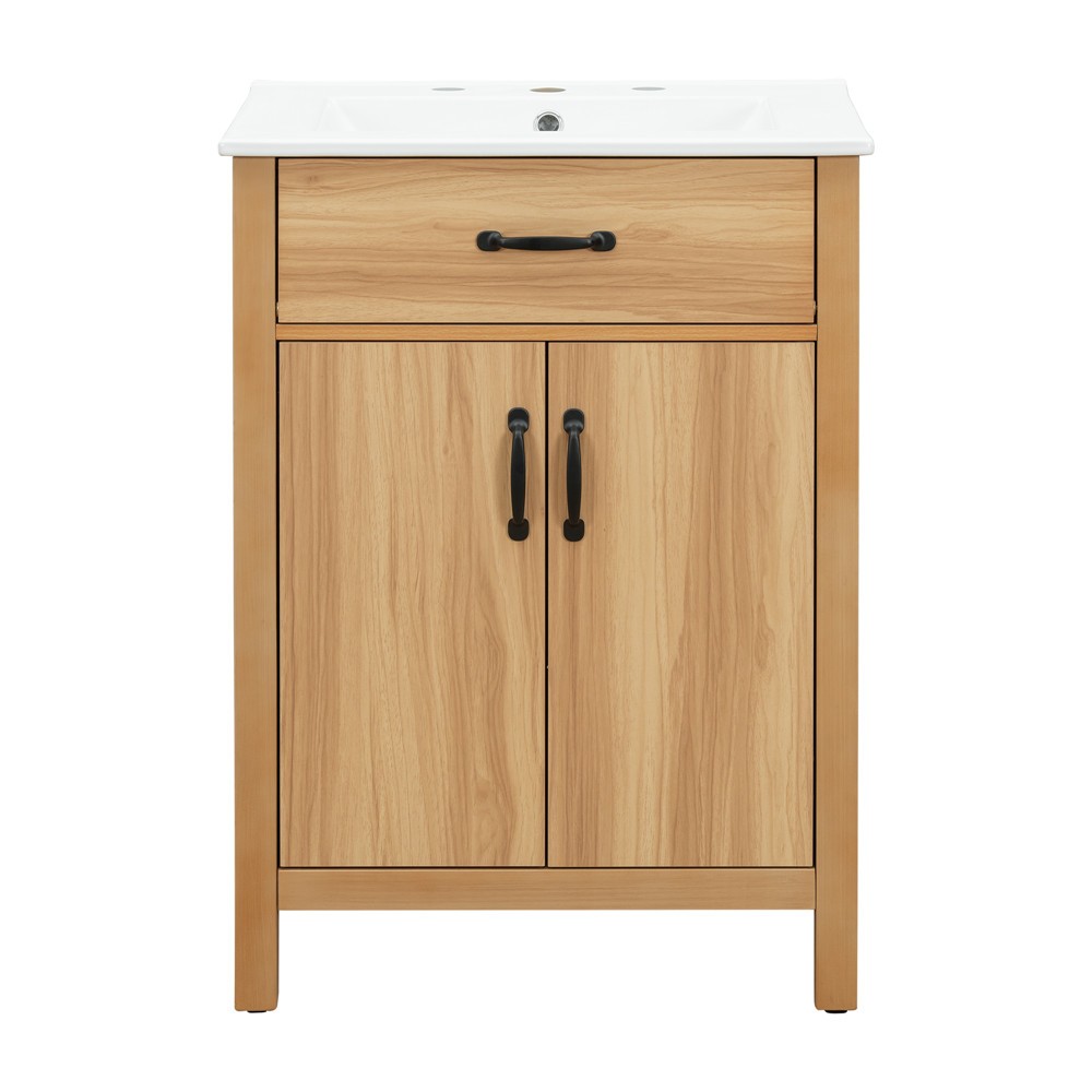 24″ 30″ Bathroom Vanity w/Sink, Freestanding Vanity Storage Door Cabinet, Drawer