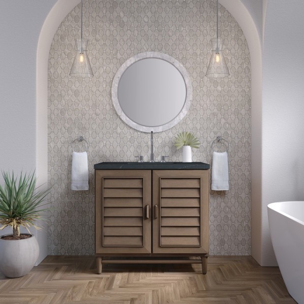36″ James Martin Portland 620-V36-WW-3CSP Vanity Cabinet Charcoal Soapstone Top