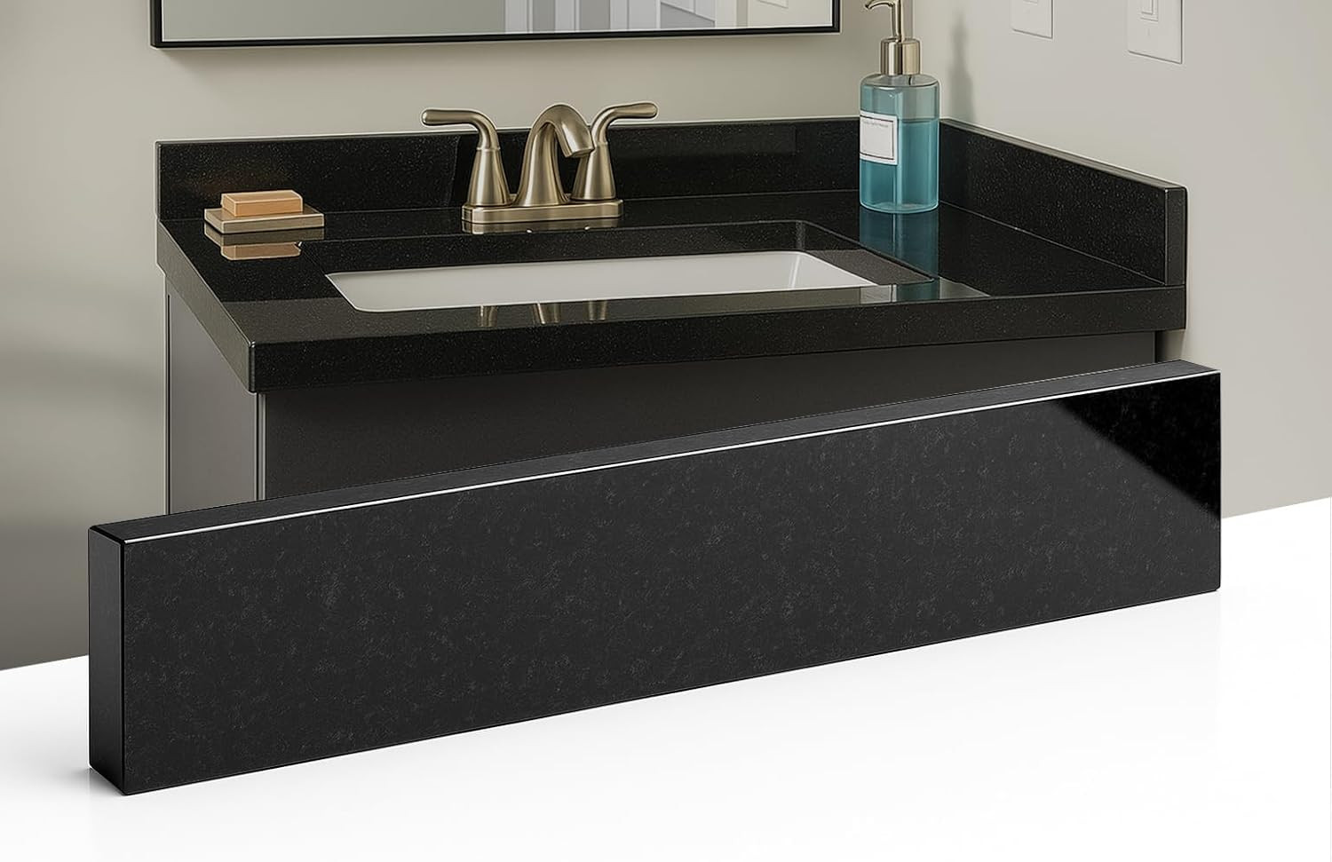 Bathroom Vanity Sink Backsplash/Sidesplash (Super White Engineered Marble, 4″ X