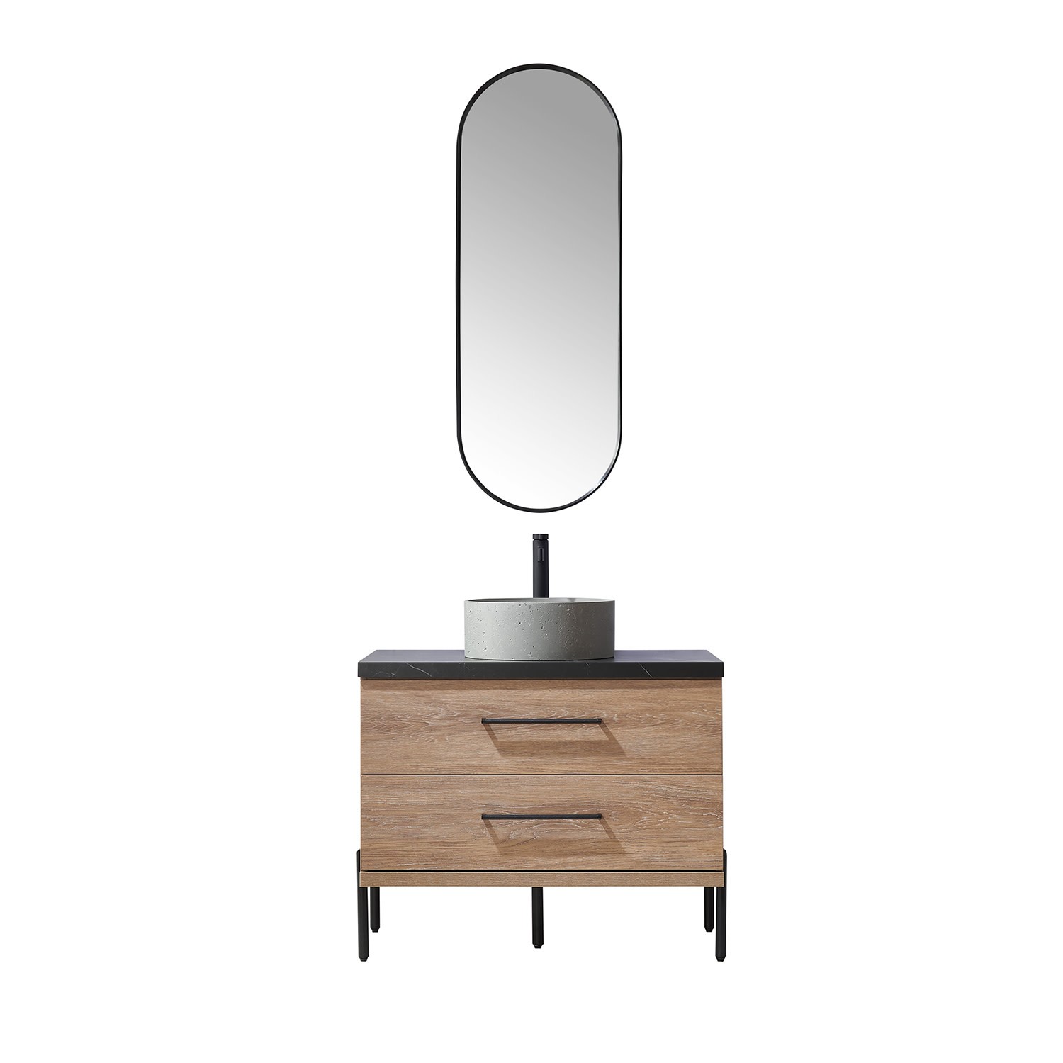 Miseno MV-705136R Trento 36″ – North American Oak / Black