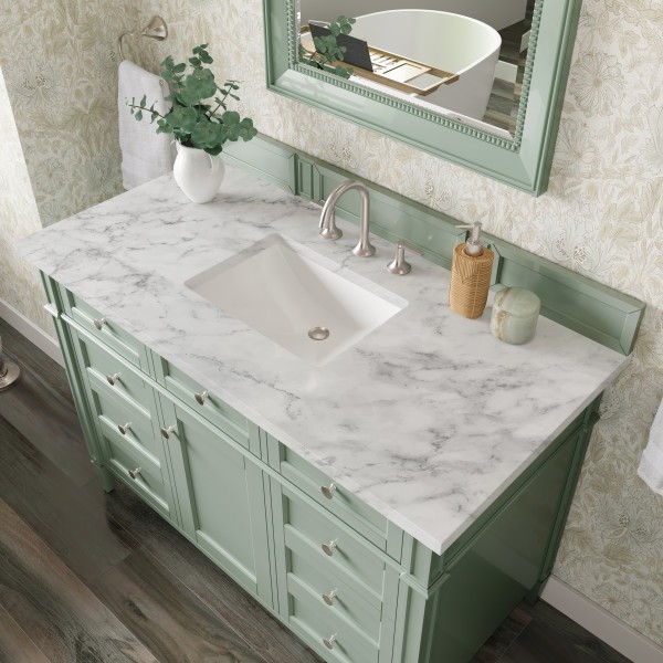 48″ James Martin Brittany 650-V48-SGR-3CAR Vanity Cabinet 3CM Carrara Marble Top