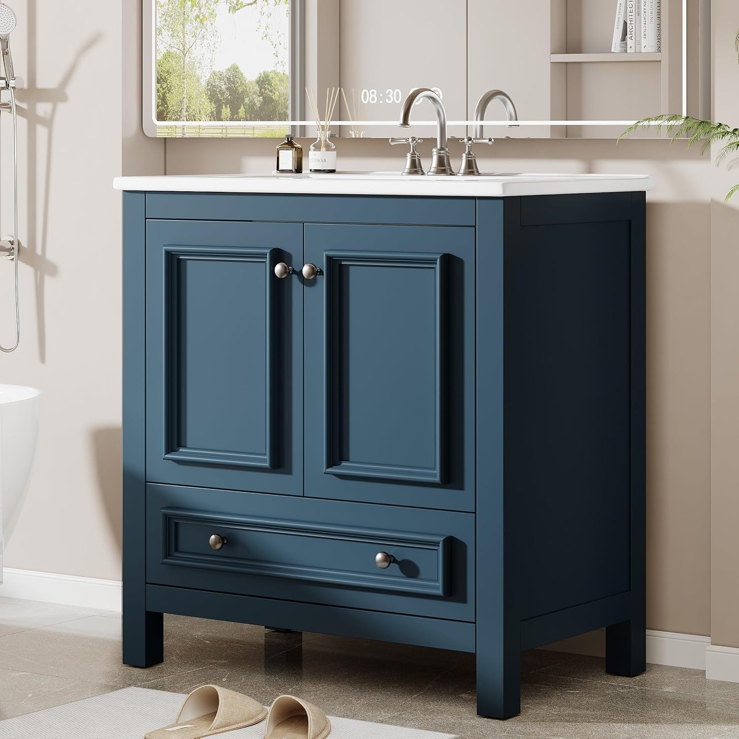 30” Bathroom Vanity with Sink Combo Bathroom Cabinet with 2 Doors and 1 Drawer
