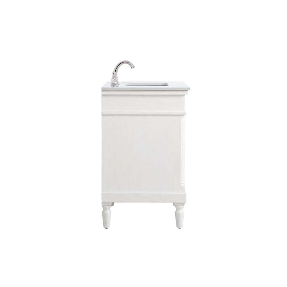 Elegant Decor Lexington 30″ Wood Bathroom Vanity in Antique White/Brushed Nickel