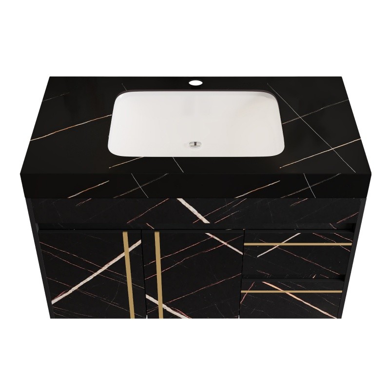 35.4in Bathroom Vanity w/Ceramic Sink Wall Mount Floating Cabinet for Small Room
