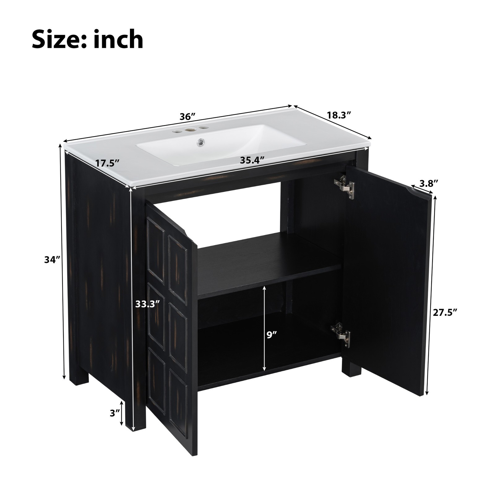 72″ Bathroom Vanity Set with Double Vanities (Separate), Double Ceramic Sinks