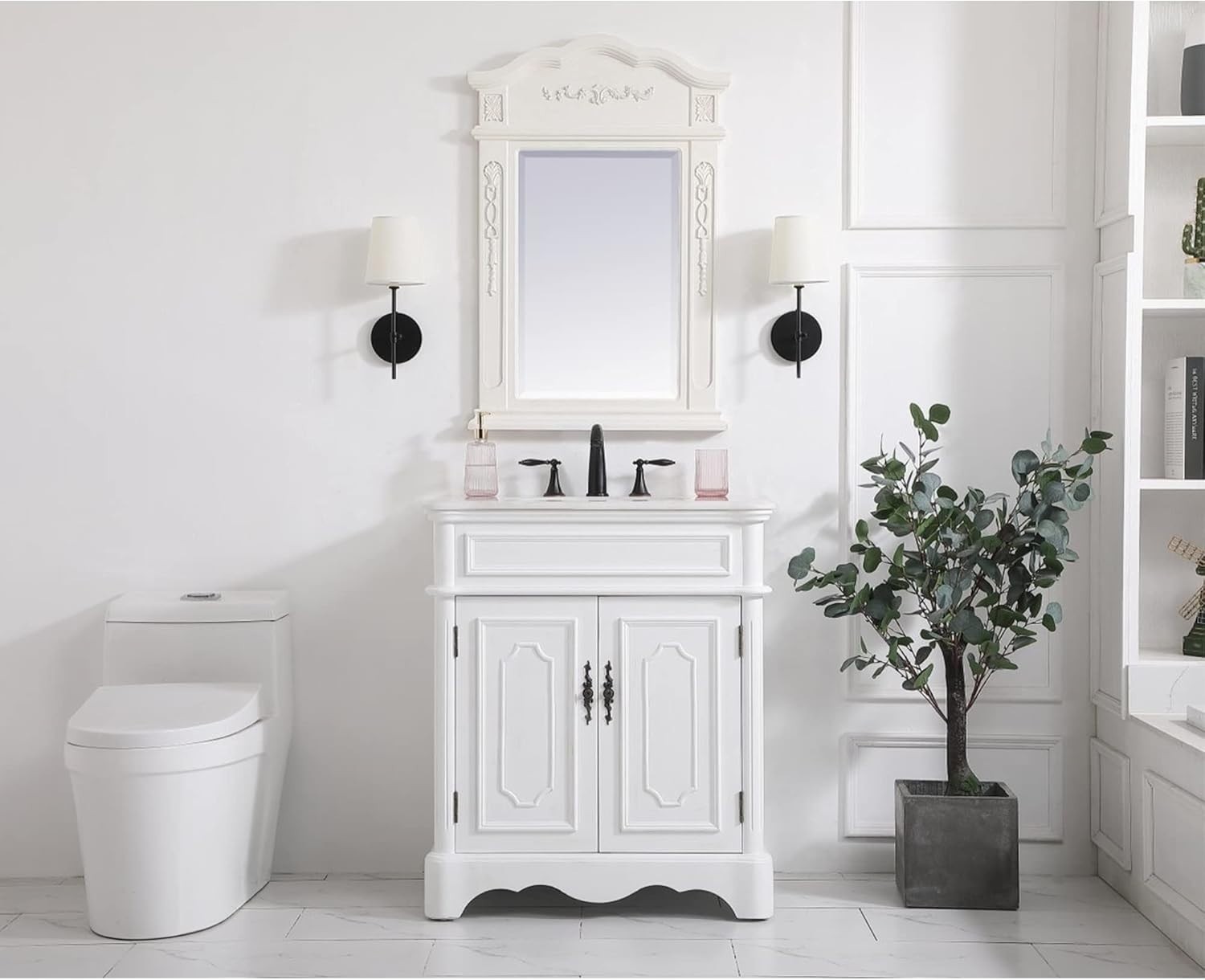 Elegant Lighting – VF30430AW – 30 inch single bathroom vanity in Antique White