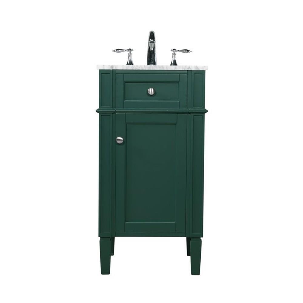 Elegant Decor Park Avenue 18″ Metal MDF Marble Single Bathroom Vanity in Green