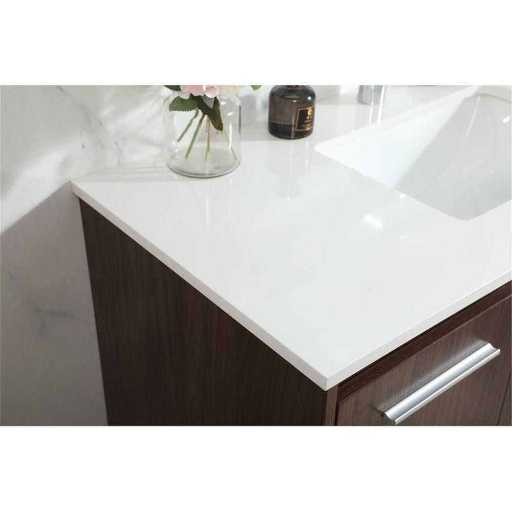 Elegant Decor Penn 40″ Aluminum Alloy MDF Single Bathroom Vanity in Walnut
