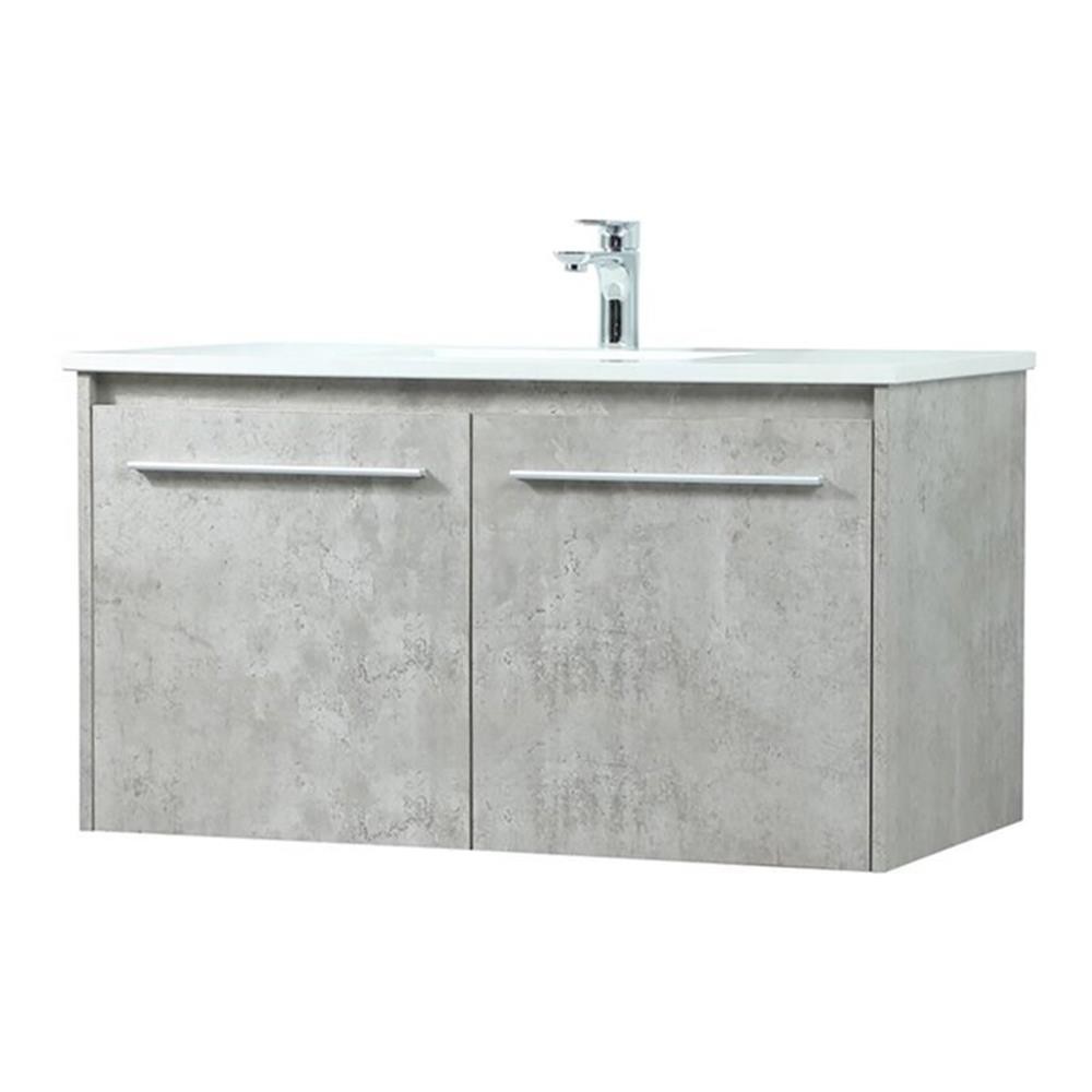 Elegant Decor Penn 36″ Aluminum Alloy MDF Single Bathroom Vanity in Gray