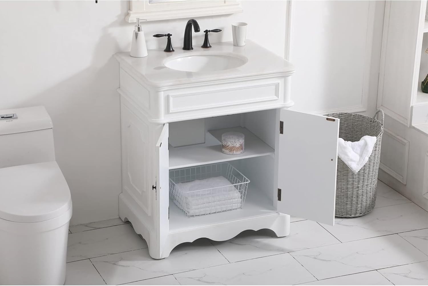 Elegant Lighting – VF30430AW – 30 inch single bathroom vanity in Antique White