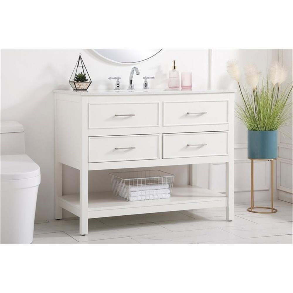 Elegant Decor Sinclaire 42″ Aluminum Alloy & MDF Single Bathroom Vanity in White