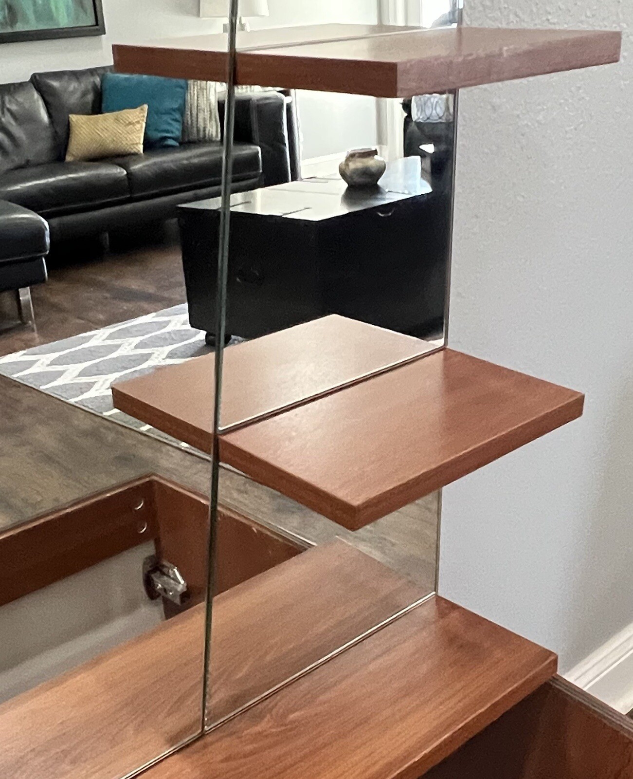 Modern Scandinavian Floating Bathroom Vanity Cabinet & Mirror With Shelving