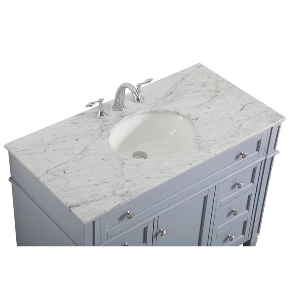 Elegant Decor Park Avenue 42″ Metal MDF Marble Single Bathroom Vanity in Gray