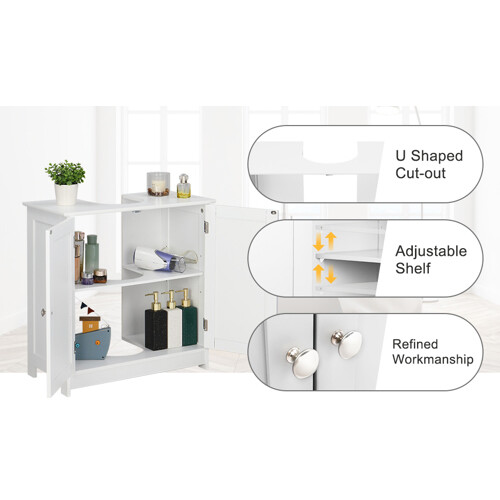 White Bathroom Vanity Cabinet Modern Bath Sink Cabinet Organizer 24inch New