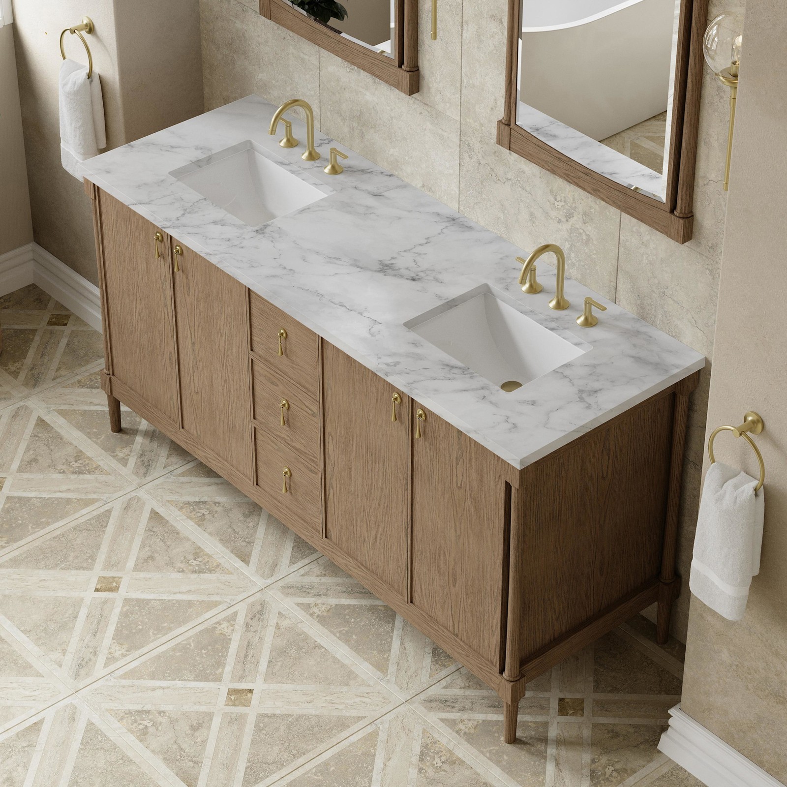 James Martin Vanities D680-V72-3CAR Kinnsden 72″ – Sable Oak