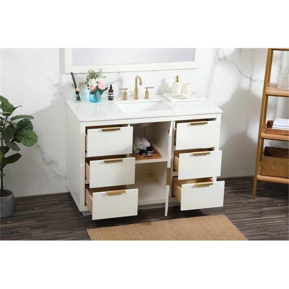 Elegant Decor Blake 48″ Aluminum Alloy MDF Single Bathroom Vanity in White