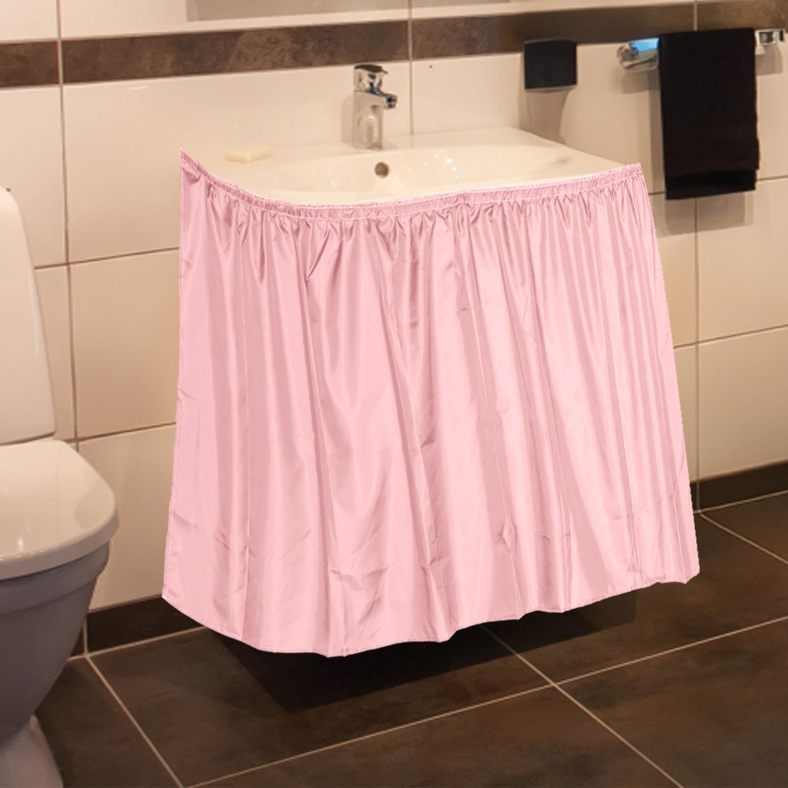 Sink Skirt for Bathroom, 32.7×55.1in Polyester Decorative Sink Curtain Bathro…
