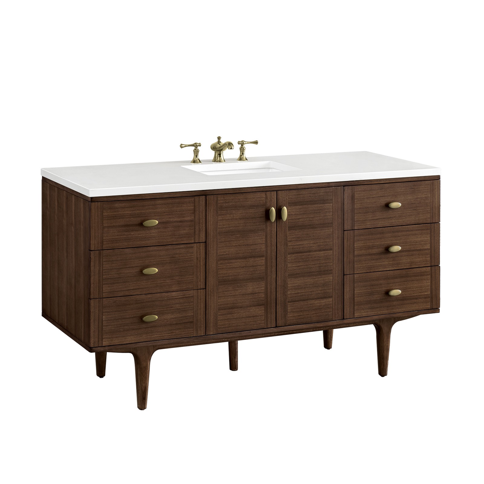 James Martin Vanities 670-V60S-3WZ Amberly 60″ Single Basin – Mid-Century Walnut