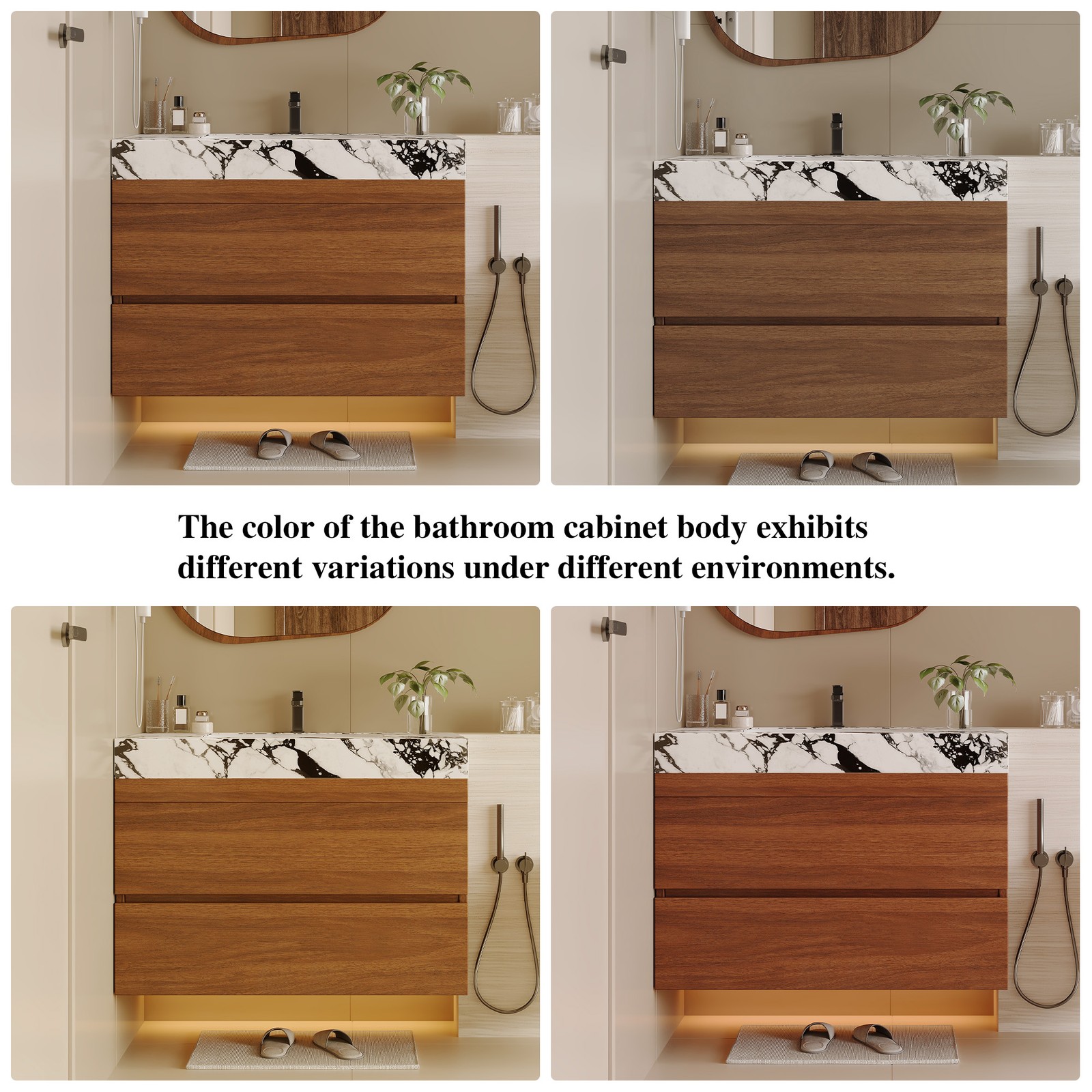 29.9in Plywood Floating Bathroom Vanity Faux Marble Top Ceramic Undermount Sink