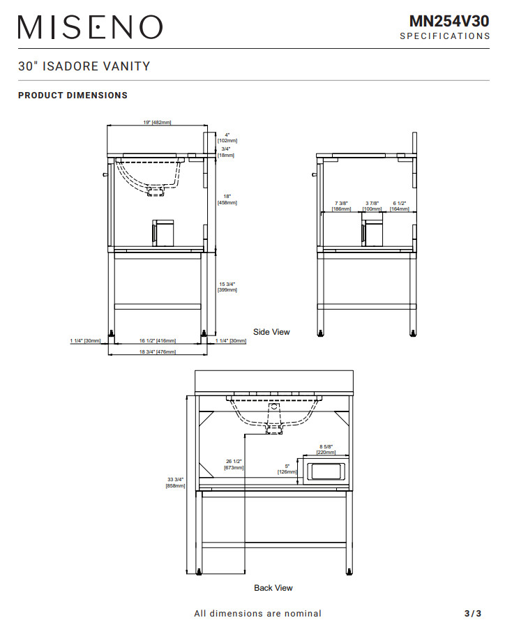 Miseno MV-N254-V30 Isadore 30″ Free Standing 1 Basin Vanity Black Light Damage