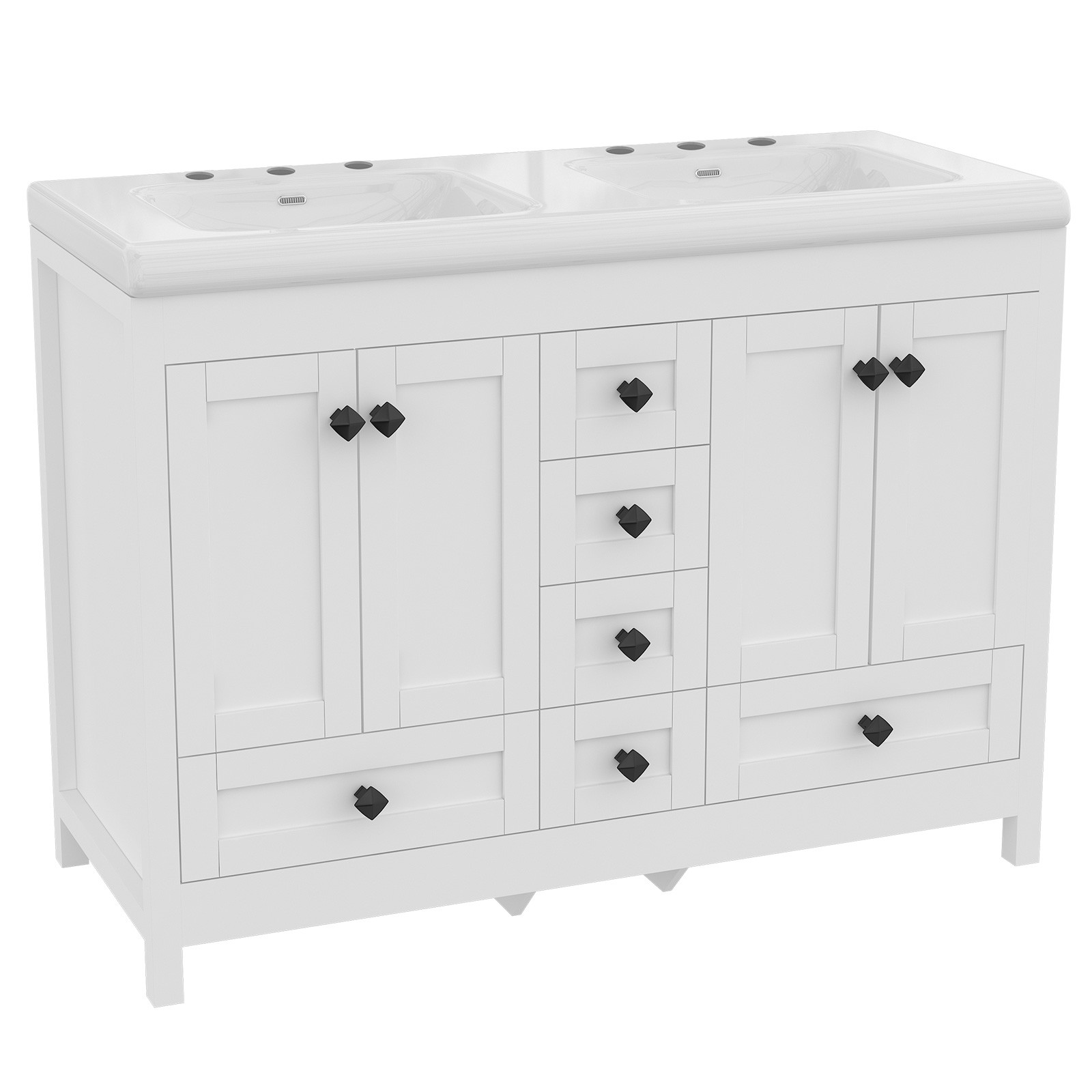 47 Inch Bathroom Vanity with Sink Freestanding Storage Cabinet with 6 Drawers