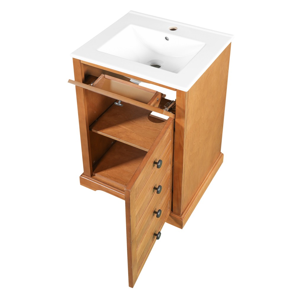 20″ Bathroom Vanity with Integrated Ceramic Sink Cabinet with Soft-Closing Door