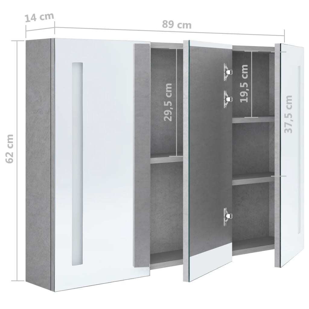 LED Bathroom Mirror Cabinet Concrete Gray 35″x5.5″x24.4″