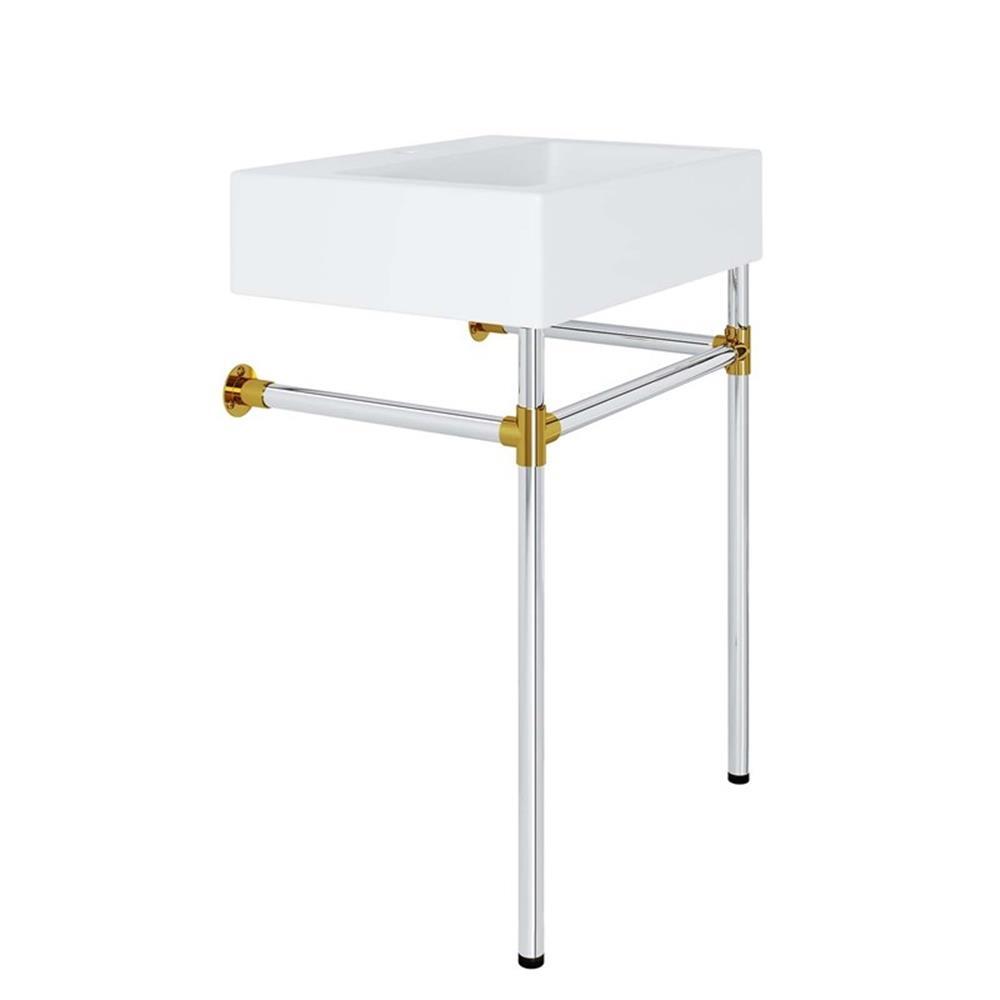 Modway Redeem 24″ Wall-Mount Stainless Steel Bathroom Vanity in Silver/White