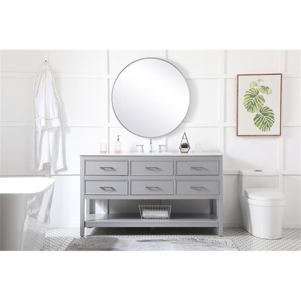 Elegant Decor Sinclaire 60″ Aluminum Alloy & MDF Single Bathroom Vanity in Gray