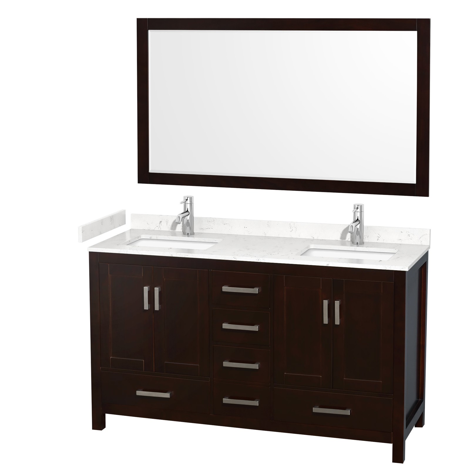 Wyndham Collection WCS141460D-VCA-M58 Sheffield 60″ – Gray / Carrara Cultured
