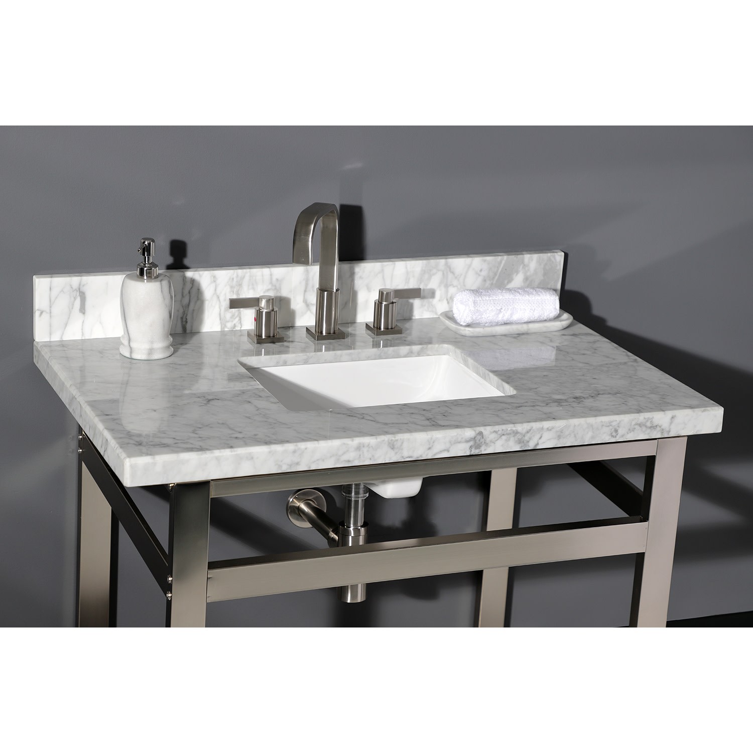Kingston Brass KVPB3622M38SQ Templeton 36″ Marble Vanity Top – Carrara Marble